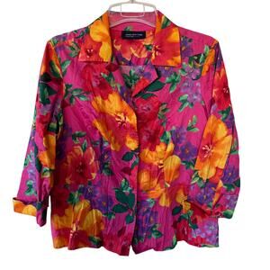 Jones New York Floral 3/4 sleeves peplum blouse size L